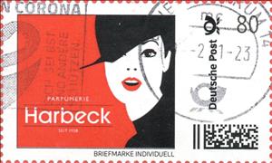 Stamp, Parfümerie Harbeck, Personalized and Private Mail Stamps,  , Headgear, Perfumes