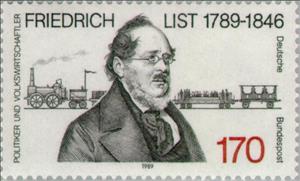 Stamp, Friedrich List, Germany, Federal Republic,  , Famous People, Commemoration, Politicians, Railways