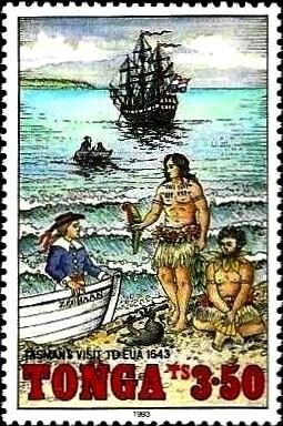 Stamp, Landing on Eua, Tonga,  , Anniversaries and Jubilees, Sailing Ships, Ships