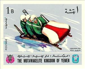 Stamp, 4 Man Bobsled, Yemen, Kingdom,  , Bobsleigh, Olympic Games, Sledges, Sports, Winter Sports