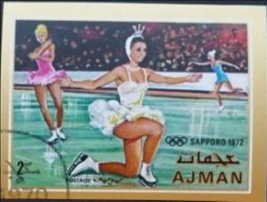 Stamp, Figure skating, Ajman,  , Figure-skate, Olympic Games, Sports, Winter Sports