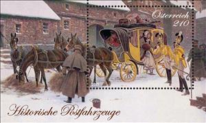 Souvenir Sheet, Stagecoach, 19th Century, Austria,  , Horses, Mailcoaches