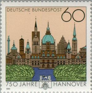 Stamp, Hannover, Germany, Federal Republic,  , Architecture, Buildings, Townscapes / City Views, Churches - Cathedrals - Basilicas - Chapels, Anniversaries and Jubilees