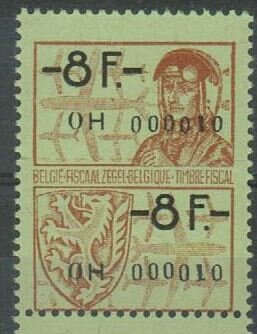 Stamp, Aviator and Coat of Arms, Belgium- Revenue Stamps,  , Coats of Arms