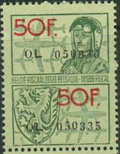 Stamp, Aviator and Coat of Arms, Belgium- Revenue Stamps,  , Coats of Arms