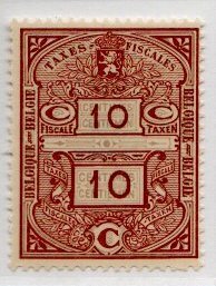 Stamp, Belgian Lion surmounted by a royal crown, Belgium- Revenue Stamps,  