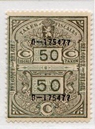 Stamp, Belgian Lion surmounted by a royal crown, Belgium- Revenue Stamps,  