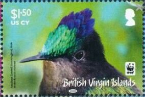 Stamp, Antillean Crested Hummingbird (Orthorhyncus cristatus), British Virgin Islands,  , Animals (Fauna), Birds, Hummingbirds, WWF