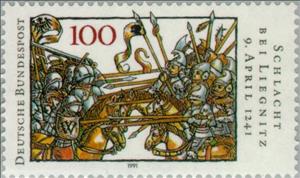 Stamp, Battle of Liegnitz, Germany, Federal Republic,  , Weapons, Commemoration, Horses, Anniversaries and Jubilees