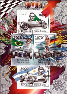 Mini Sheet, Formula 1, Burundi,  , Cars, Formula One, Motor Racing, Racing Cars, Racing Drivers