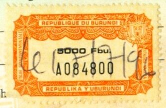 Stamp, Coat of arms, Burundi- Revenue Stamps,  , Coats of Arms, Heraldic Animals