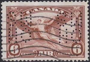 Stamp, Daedalus in Flight Perforated OHMS (5-Hole H), Canada,  , Aviation