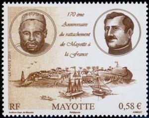 Stamp, 170 anniversary of the incorporation of Mayotte to France, French Colonies,  