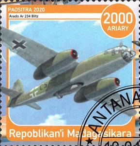 Stamp, Arado Ar 234 Blitz, Cinderellas,  , Air Forces, Aircraft, Aviation