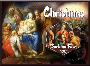 Souvenir Sheet, Art Christmas, Cinderellas,  , Christmas, Paintings