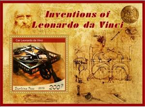 Souvenir Sheet, Art Inventions of Leonardo da Vinci, Cinderellas,  , Architects, Famous People, Painters