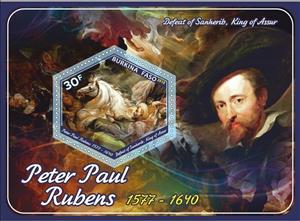 Souvenir Sheet, Art Peter Paul Rubens, Cinderellas,  , Animals (Fauna), Art, Horses, Mammals, Painters, Paintings