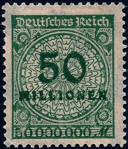 Stamp, Value in "Millionen", German Realm,  