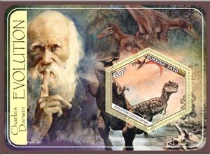 Souvenir Sheet, Great People Charles Darwin Evolution, Cinderellas,  , Dinosaurs, Famous People, Scientists