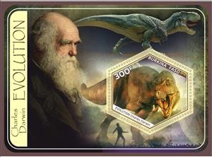Souvenir Sheet, Great People Charles Darwin Evolution, Cinderellas,  , Dinosaurs, Famous People, Scientists