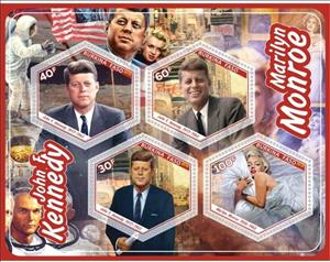 Mini Sheet, Great People John Kennedy and Marilyn Monroe, Cinderellas,  