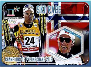 Souvenir Sheet, Sports Champions of PyeongChang 2018 Ski race, Cinderellas,  