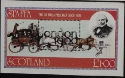 Souvenir Sheet, Transport, Cinderellas,  , Famous People, Horses, Mailcoaches, Postmasters, Transport