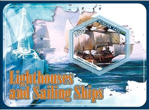 Souvenir Sheet, Transport Lighthouses and sailing ships, Cinderellas,  , Sailing Ships, Ships
