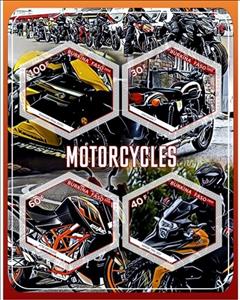 Mini Sheet, Transport Motorcycles, Cinderellas,  , Motorcycles