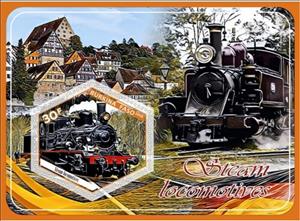 Souvenir Sheet, Transport Steam locomotives, Cinderellas,  , Locomotives
