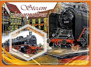 Souvenir Sheet, Transport Steam locomotives, Cinderellas,  , Locomotives