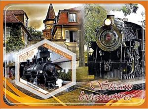 Souvenir Sheet, Transport Steam locomotives, Cinderellas,  , Locomotives