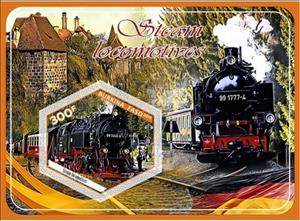 Souvenir Sheet, Transport Steam locomotives, Cinderellas,  , Locomotives