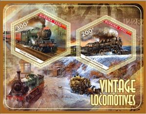 Mini Sheet, Transport Vintage locomotives, Cinderellas,  , Locomotives