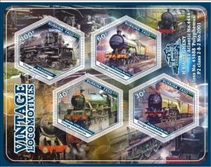Mini Sheet, Transport Vintage locomotives, Cinderellas,  