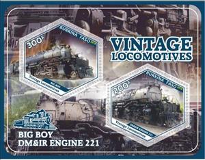 Mini Sheet, Transport Vintage locomotives, Cinderellas,  