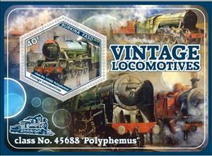 Souvenir Sheet, Transport Vintage locomotives, Cinderellas,  