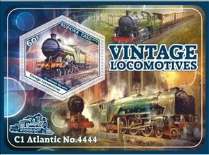 Souvenir Sheet, Transport Vintage locomotives, Cinderellas,  