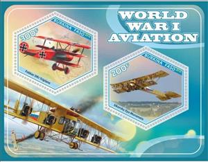 Mini Sheet, Transport World War I Aviation, Cinderellas,  