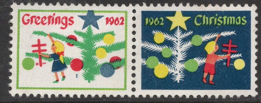 Young girl & boy decorating Christmas tree