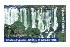 Stamp, Iguazú Falls, Brazil-Argentina, France,  , Landscapes, Waterfalls