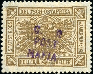 Stamp, Imperial eagle overprinted "G.R. POST MAFIA", German East Africa, British Occ. of Mafia Island,  , Coats of Arms, Eagles, Heraldic Animals