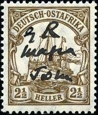 Stamp, SMS "Hohenzollern" with manuscript validation, German East Africa, British Occ. of Mafia Island,  , Keyplate Type, Ships, Steamers