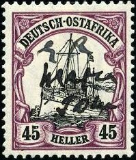 Stamp, SMS "Hohenzollern" with manuscript validation, German East Africa, British Occ. of Mafia Island,  , Keyplate Type, Ships, Steamers