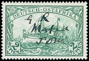 Stamp, SMS "Hohenzollern" with manuscript validation, German East Africa, British Occ. of Mafia Island,  , Keyplate Type, Ships, Steamers
