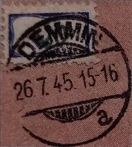 Stamp, Blue framed stamps with handwritten face value, Germany, Local Post,  , Numbers