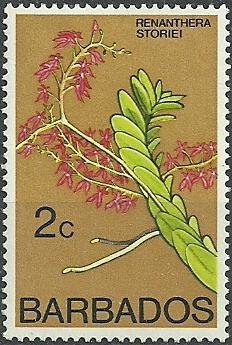Stamp, Renanthera storiei, Barbados,  , Flowers, Orchids, Plants (Flora)