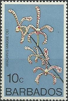 Stamp, Arachnis Maggie Oei, Barbados,  , Flowers, Orchids, Plants (Flora)