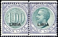 Numeral and Vittorio Emanuele III facing left