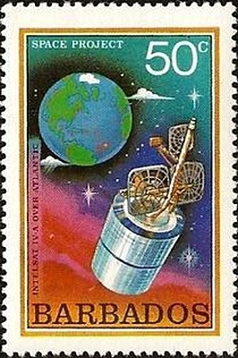 Stamp, Intelsat over Atlantic, Barbados,  